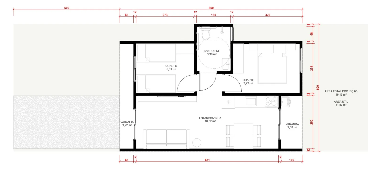 Projeto MCMV 01 · planta baixa